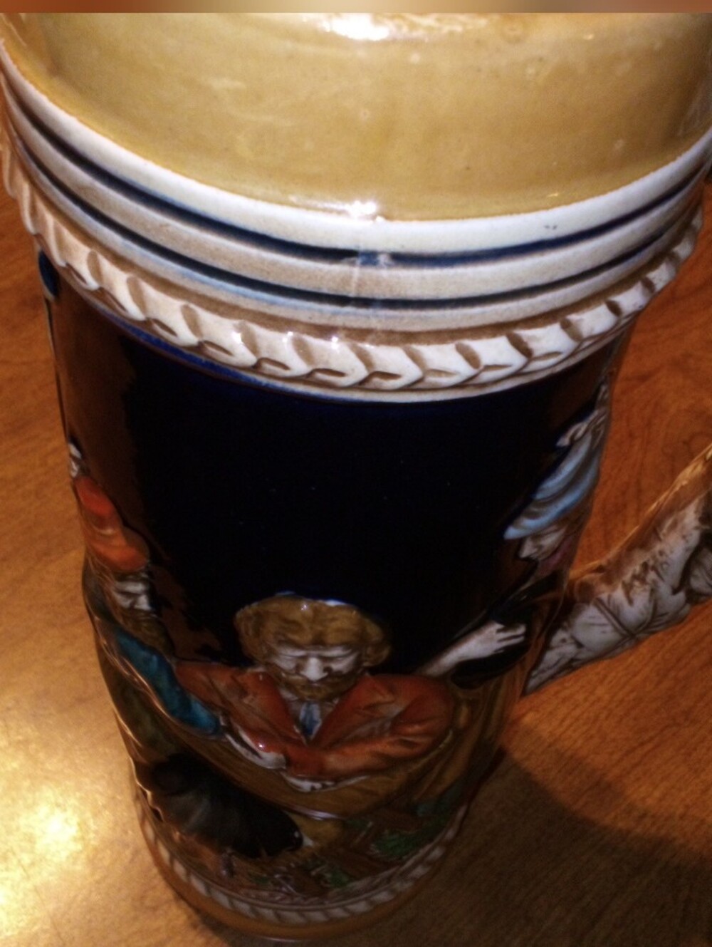 Vintage KW Star 9.5" German-Style Ceramic Beer Mug Tavern Relief Scene/Castle - Picture 5 of 15
